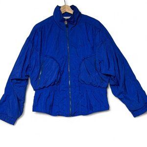 Vintage Fila Jacket Parachute Womens Sz 8 Blue Nylon Royal Blue Zip Up 80's 90's